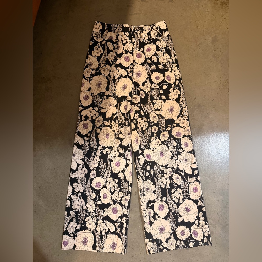 Anthropologie Maeve Black and White Floral Pants